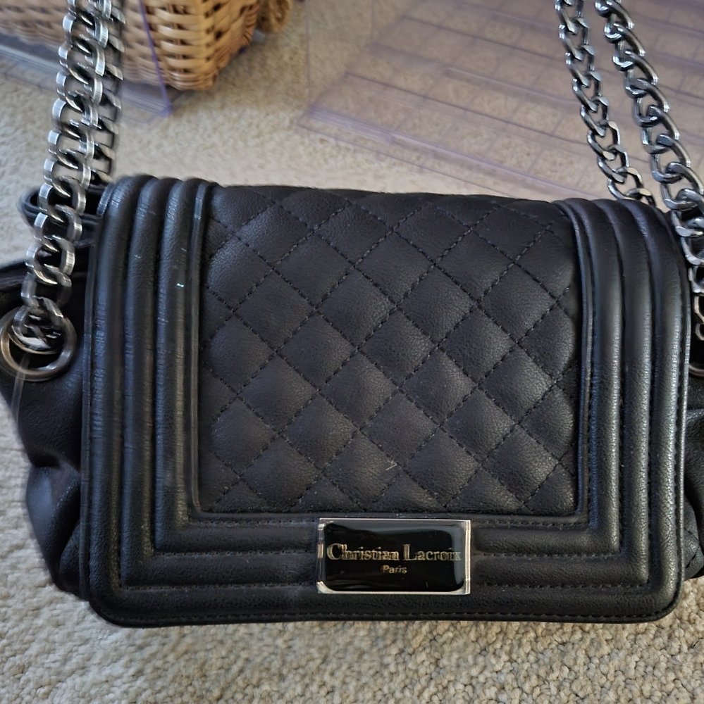 Christian Lacroix black quilted handbag